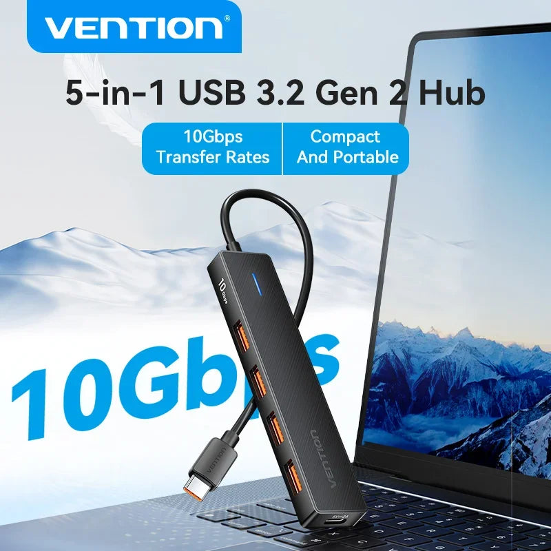 Portable 5-in-1 USB Type-C Hub